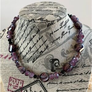 Cherry Blossom Swirl Artisan Made Stunning Glass Crystal Bead Collar Necklace